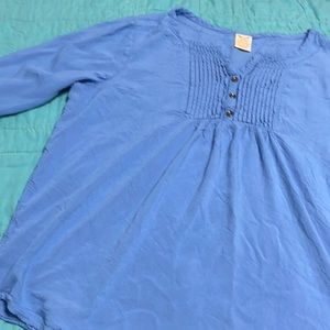 Blue Henley pleated top